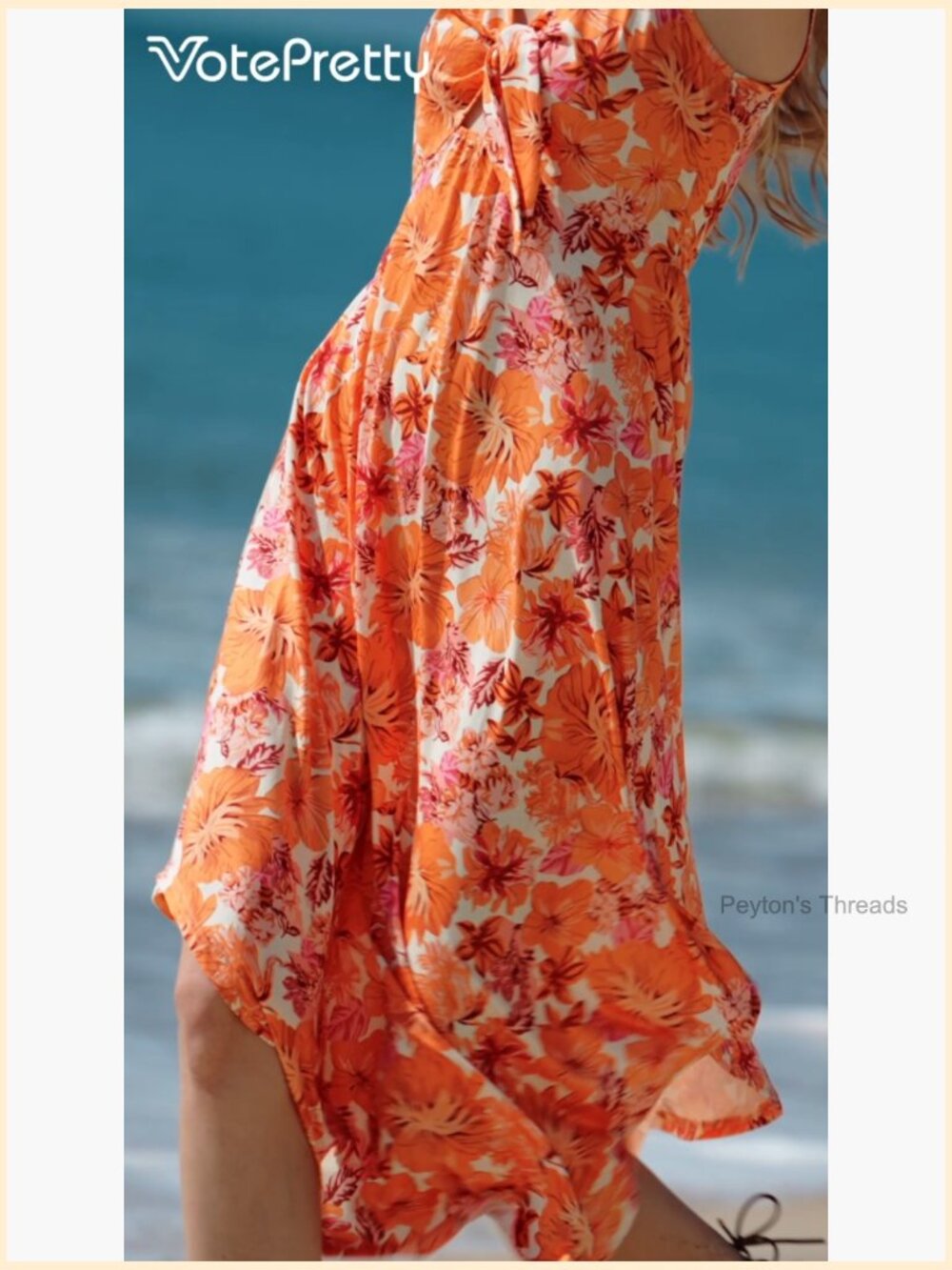Sleeveless Tie Front Maxi Dress with Floral Print V-Neck - Picture 7 of 7